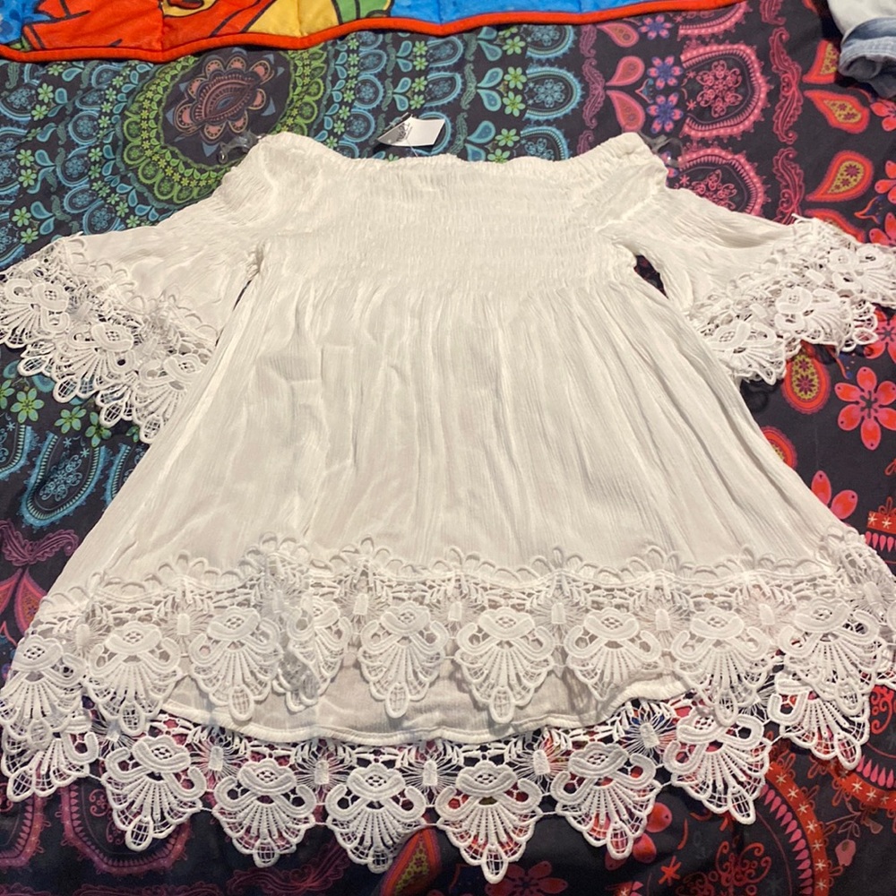 off the shoulders white shirt